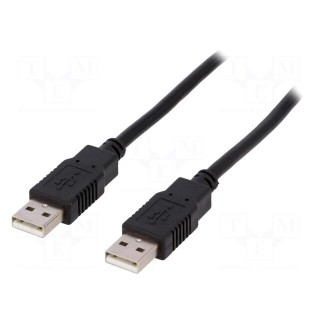 Cable | USB 2.0 | USB A plug,both sides | nickel plated | 3m | black