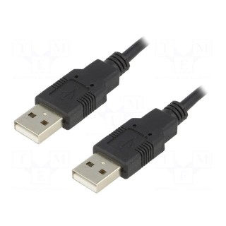 Cable | USB 2.0 | USB A plug,both sides | 1.8m | black | Core: Cu