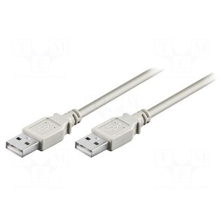 Cable | USB 2.0 | USB A plug,both sides | 1.8m | grey | 480Mbps