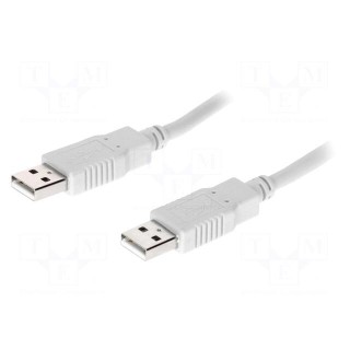 Cable | USB 2.0 | USB A plug,both sides | 5m | grey | Core: CCA