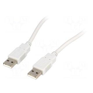 Cable | USB 2.0 | USB A plug,both sides | 3m | light grey