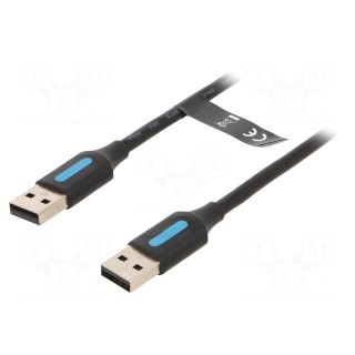 Cable | USB 2.0 | USB A plug,both sides | nickel plated | 0.5m | black