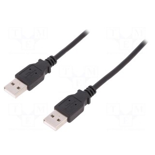 Cable | USB 2.0 | USB A plug,both sides | nickel plated | 1.8m | black