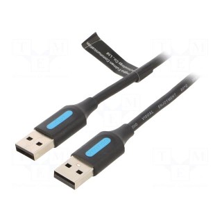 Cable | USB 2.0 | USB A plug,both sides | nickel plated | 1m | black