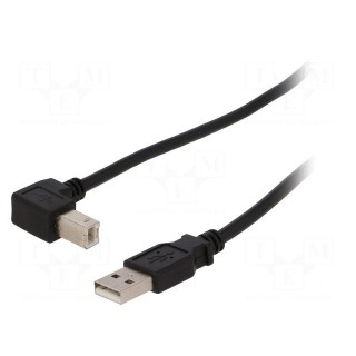 Cable | USB 2.0 | USB A plug,USB B angled plug | 0.5m | black