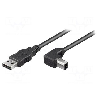 Cable | USB 2.0 | USB A plug,USB B angled plug | 1m | black | 480Mbps