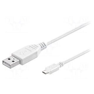 Cable | USB 2.0 | USB A plug,USB B micro plug | 0.15m | white | PVC
