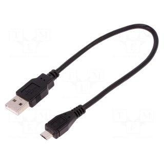 Cable | USB 2.0 | USB A plug,USB B socket | 0.25m | black
