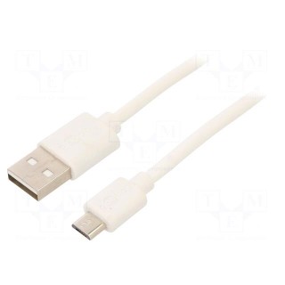 Cable | USB 2.0 | USB A plug,USB B micro plug | 0.5m | white