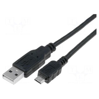 Cable | USB 2.0 | USB A plug,USB B micro plug | 0.8m | black | PVC