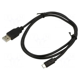 Cable | USB 2.0 | USB A plug,USB B micro plug | 1m | black | Core: Cu