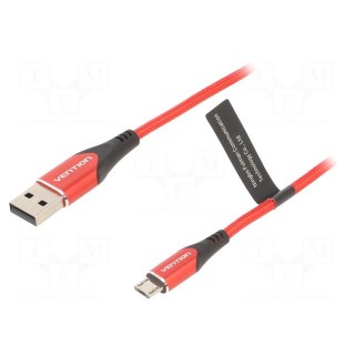 Cable | USB 2.0 | USB A plug,USB B micro plug | 1m | red | 480Mbps