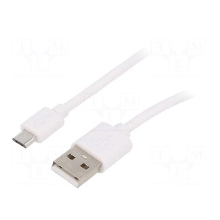 Cable | USB 2.0 | USB A plug,USB B micro plug | 2m | white