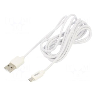 Cable | USB 2.0 | USB A plug,USB B micro plug | 2m | white | 480Mbps