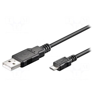 Cable | USB 2.0 | USB A plug,USB B micro plug | 1m | black | Core: Cu