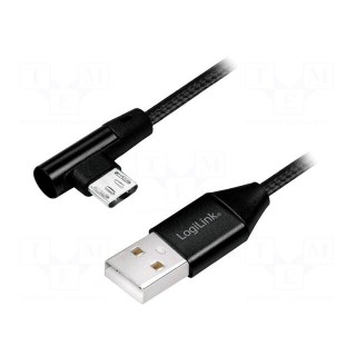 Cable | USB 2.0 | USB A plug,USB B micro plug (angle) | 0.3m | black