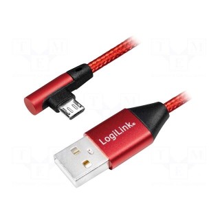 Cable | USB 2.0 | USB A plug,USB B micro plug (angle) | 1m | red