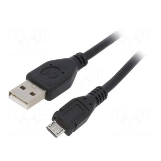 Cable | USB 2.0 | USB A plug,USB B micro plug | gold-plated | 0.3m