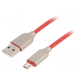 Cable | USB 2.0 | USB A plug,USB B micro plug | gold-plated | 1m | red