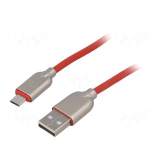 Cable | USB 2.0 | USB A plug,USB B micro plug | gold-plated | 2m | red