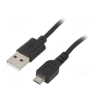 Cable | USB 2.0 | USB A plug,USB B micro plug | nickel plated | 0.6m