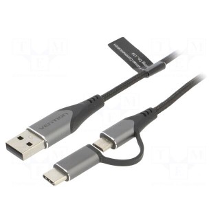 Cable | USB 2.0 | USB A plug,USB B micro plug,USB C plug | 0.5m