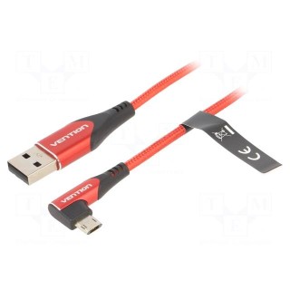 Cable | USB 2.0 | USB A plug,USB B micro reversible angled plug