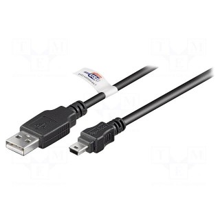 Cable | USB 2.0 | USB A plug,USB B mini plug | 1.8m | black | Core: Cu