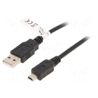 Cable | USB 2.0 | USB A plug,USB B mini plug | 1m | black