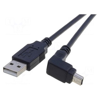 Cable | USB 2.0 | USB A plug,USB B mini plug angle | 1.8m | black