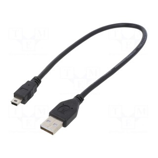 Cable | USB 2.0 | USB A plug,USB B mini plug | gold-plated | 0.3m