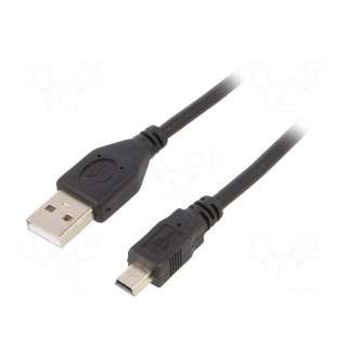 Cable | USB 2.0 | USB A plug,USB B mini plug | gold-plated | 1.8m