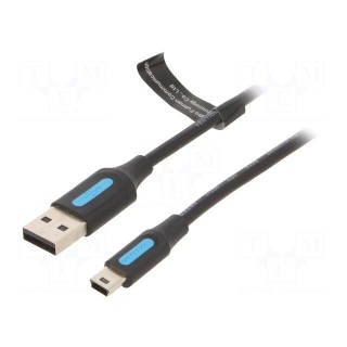 Cable | USB 2.0 | USB A plug,USB B mini plug | nickel plated | 1.5m