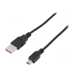 Cable | USB 2.0 | USB A plug,USB B mini plug | nickel plated | 1.8m