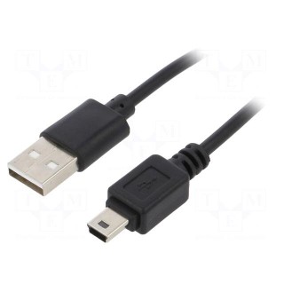 Cable | USB 2.0 | USB A plug,USB B mini plug | nickel plated | 1.8m