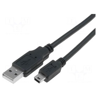 Cable | USB 2.0 | USB A plug,USB B mini plug | nickel plated | 5m