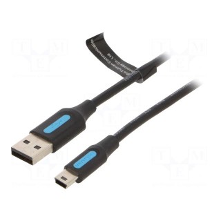 Cable | USB 2.0 | USB A plug,USB B mini plug | nickel plated | 1m