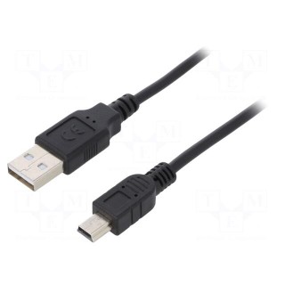 Cable | USB 2.0 | USB A plug,USB B mini plug | nickel plated | 1m