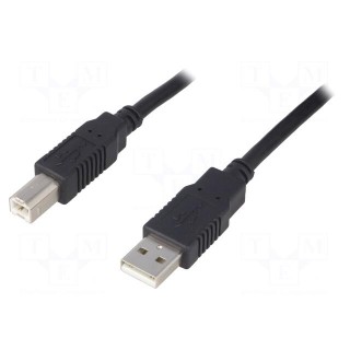 Cable | USB 2.0 | USB A plug,USB B plug | 5m | black | Core: CCA