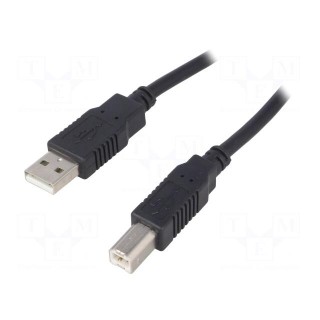 Cable | USB 2.0 | USB A plug,USB B plug | 3m | black | Core: Cu