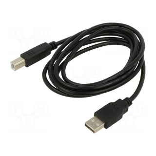 Cable | USB 2.0 | USB A plug,USB B plug | 1.8m | black | Core: Cu | 28AWG
