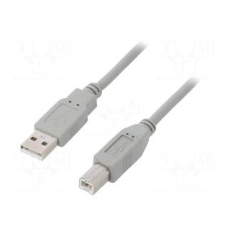 Cable | USB 2.0 | USB A plug,USB B plug | 1m | grey