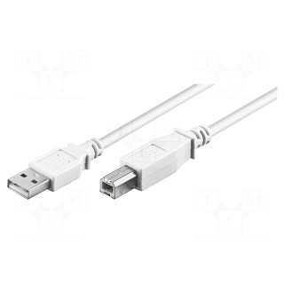 Cable | USB 2.0 | USB A plug,USB B plug | 1m | white | 480Mbps
