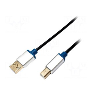Cable | USB 2.0 | USB A plug,USB B plug | 2m | black