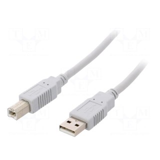 Cable | USB 2.0 | USB A plug,USB B plug | 2m | light grey