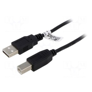 Cable | USB 2.0 | USB A plug,USB B plug | 3m | black | Core: CCS | PVC