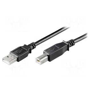 Cable | USB 2.0 | USB A plug,USB B plug | 5m | black | Core: Cu | 480Mbps