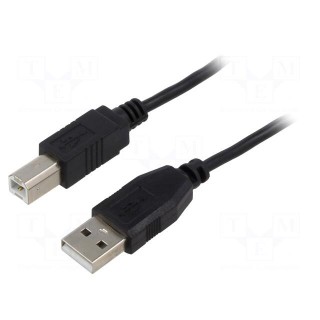 Cable | USB 2.0 | USB A plug,USB B plug | 5m | black