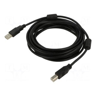 Cable | USB 2.0 | USB A plug,USB B plug | 5m | black | Core: Cu