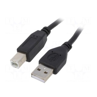 Cable | USB 2.0 | USB A plug,USB B plug | gold-plated | 3m | black